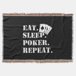 Eat Sleep Poker Repeat Casino Saying Poker Throw Blanket