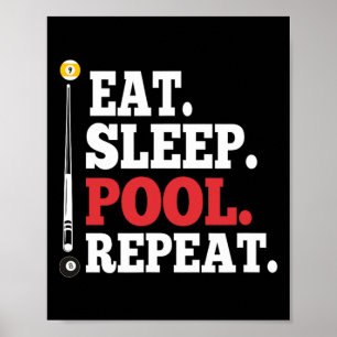 Eat Sleep Pool Repeat Funny Billiards  Poster