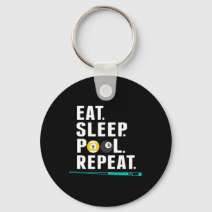 Eat Sleep Pool Repeat Funny Pool Player Billiards Key Ring