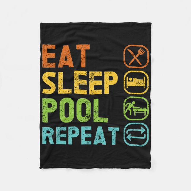 Eat Sleep Pool Repeat Pool Snooker Player Billiard Fleece Blanket (Front)