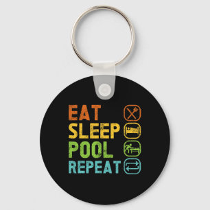Eat Sleep Pool Repeat Pool Snooker Player Billiard Key Ring