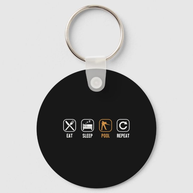Eat Sleep Pool Repeat Pool Snooker Player Billiard Key Ring (Front)