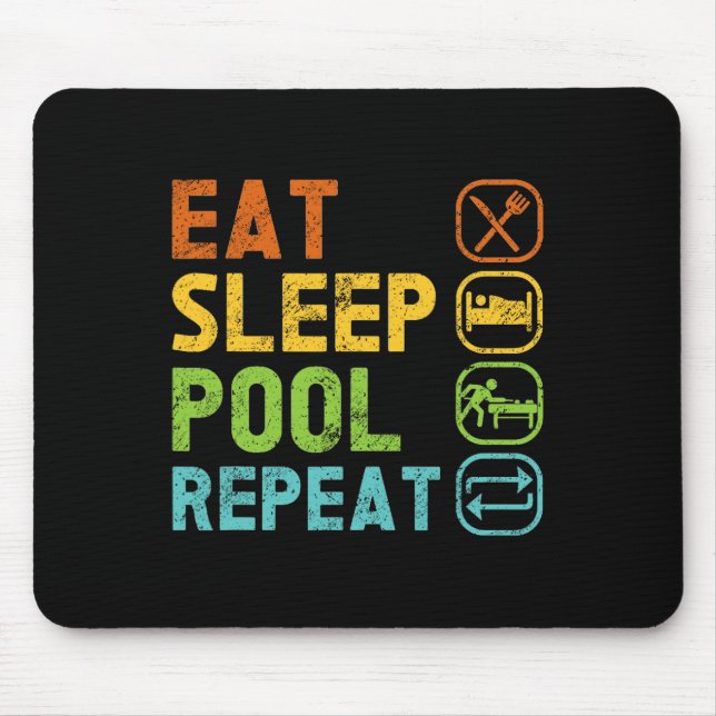 Eat Sleep Pool Repeat Pool Snooker Player Billiard Mouse Pad (Front)