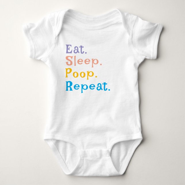 Eat Sleep Poop Repeat - kid's toddlers baby Jersey Bodysuit (Front)
