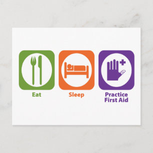 Eat Sleep Practice First Aid Postcard