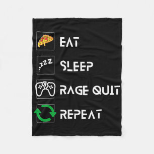 Eat Sleep Rage Quit Repeat – Funny Gamer Lifestyle Fleece Blanket