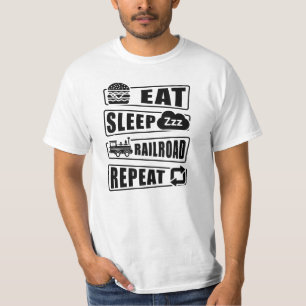 Eat Sleep Railroad Repeat Steam Train  T-Shirt