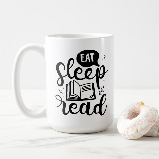 Eat Sleep Read Book Lover Coffee Mug (With Donut)