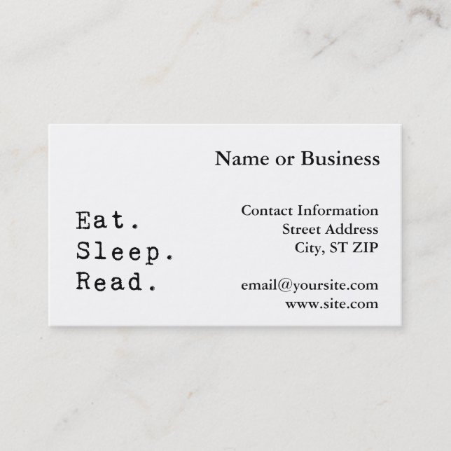 Eat. Sleep. Read. Business Card (Front)