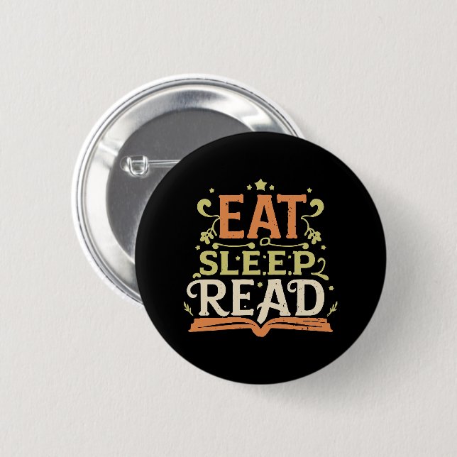 Eat Sleep Read, Funny Reading 6 Cm Round Badge (Front & Back)