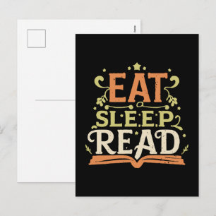 Eat Sleep Read, Funny Reading Holiday Postcard
