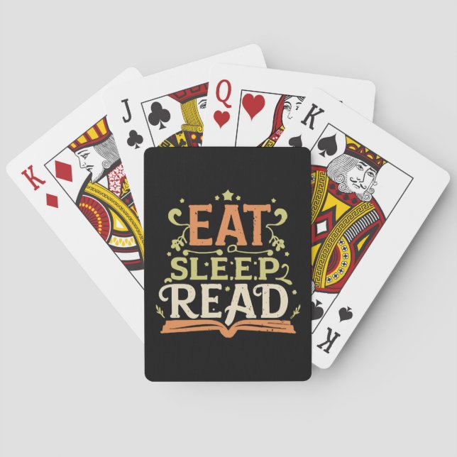 Eat Sleep Read, Funny Reading Playing Cards (Back)
