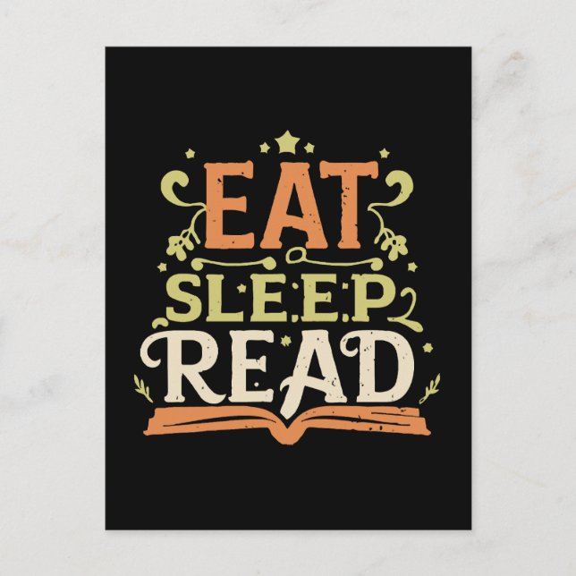 Eat Sleep Read, Funny Reading Postcard (Front)