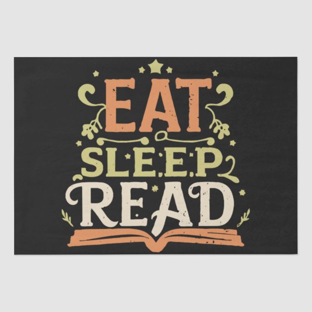Eat Sleep Read, Funny Reading Tissue Paper (Front)