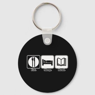 eat sleep read key ring