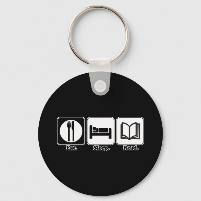 eat sleep read key ring (Front)