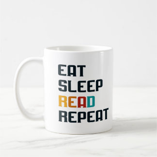 Eat sleep read repeat coffee mug for book lover