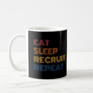 Eat Sleep Recruit Repeat Funny Retro HR Recruiter Coffee Mug