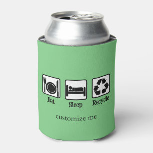 Eat Sleep Recycle Cute Custom Recycling Green Can Cooler