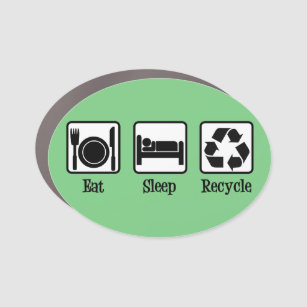 Eat Sleep Recycle Cute Green Recycling Environment Car Magnet