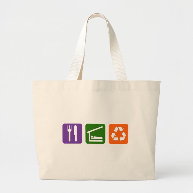 Eat Sleep Recycle Large Tote Bag (Front)