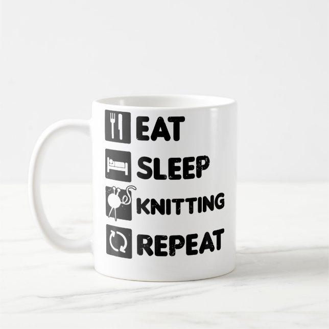 Eat Sleep Repeat Design Knitting Grandma Coffee Mug (Left)