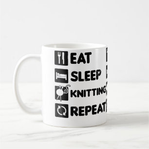 Eat Sleep Repeat Design Knitting Grandma Coffee Mug