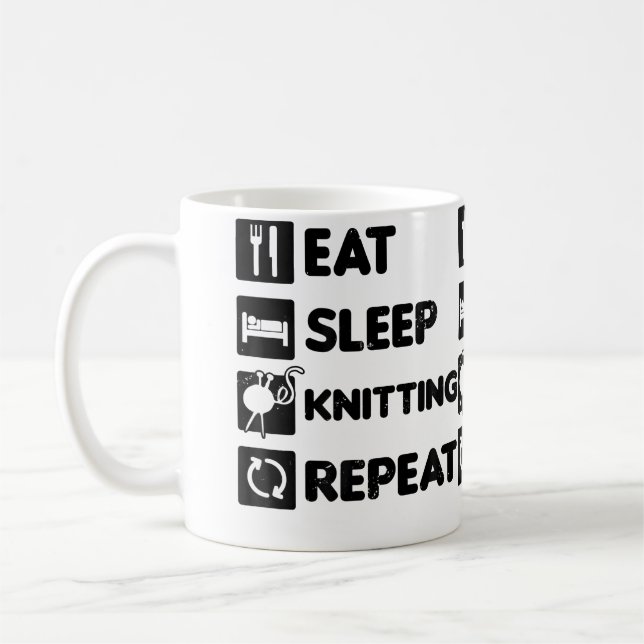 Eat Sleep Repeat Design Knitting Grandma Coffee Mug (Left)