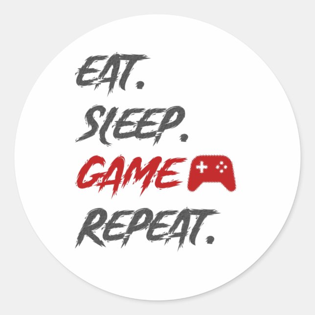 Eat Sleep Repeat Ganing Classic Round Sticker (Front)