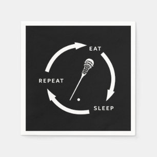 Eat Sleep Repeat Lacrosse Sports Fan Saying Napkin