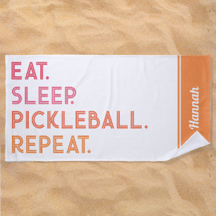 Eat Sleep Repeat Personalised Pickleball Beach Towel