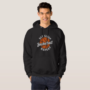 Eat Sleep Repeat White Basketball Hoodie