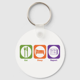Eat Sleep Report Key Ring