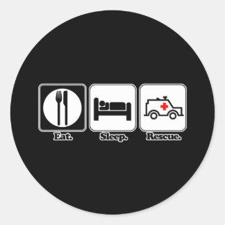 eat sleep rescue classic round sticker