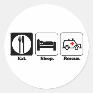 eat sleep rescue classic round sticker