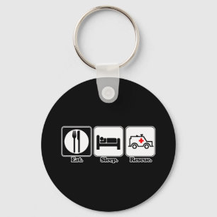eat sleep rescue key ring