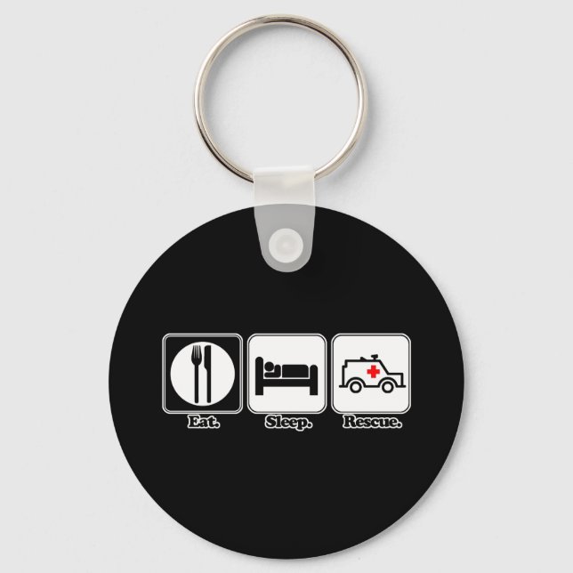 eat sleep rescue key ring (Front)