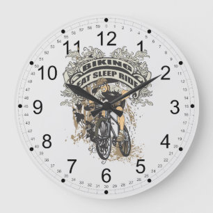 Eat, Sleep, Ride Biking Large Clock