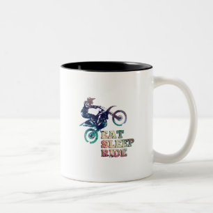 Eat Sleep Ride Dirt Bike Two-Tone Coffee Mug