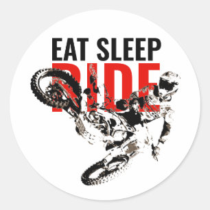 Eat Sleep Ride Motocross Motorcycle Sport Pop Art Classic Round Sticker