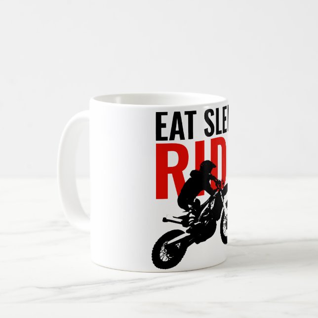 Eat Sleep Ride Motocross Motorcycle Sport Pop Art Coffee Mug (Front Left)