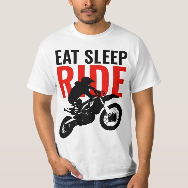 Eat Sleep Ride Motocross Motorcycle Sport Pop Art T-Shirt (Front)