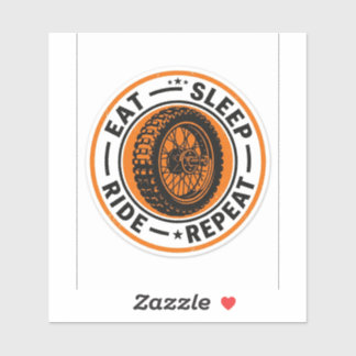 Eat Sleep Ride Repeat Sticker — Biker Wheel Decal