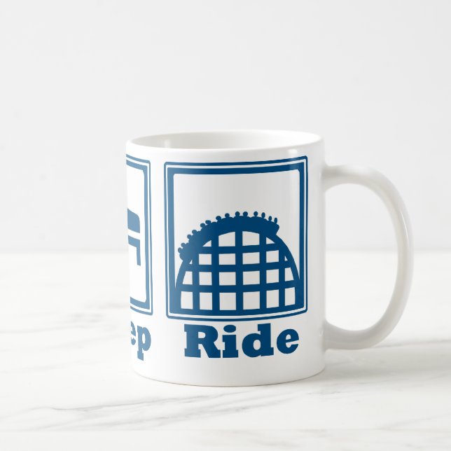 Eat, Sleep, & Ride (Roller Coasters) - Blue Coffee Mug (Right)