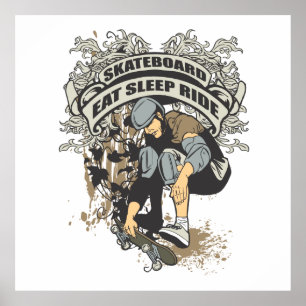 Eat, Sleep, Ride Skateboard Poster