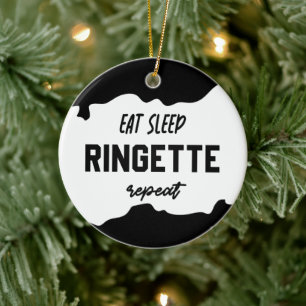 Eat Sleep Ringette Repeat Ringette Player Gifts Ceramic Ornament