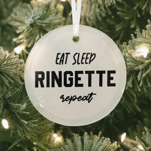 Eat Sleep Ringette Repeat Ringette Player Gifts Glass Tree Decoration (Insitu)