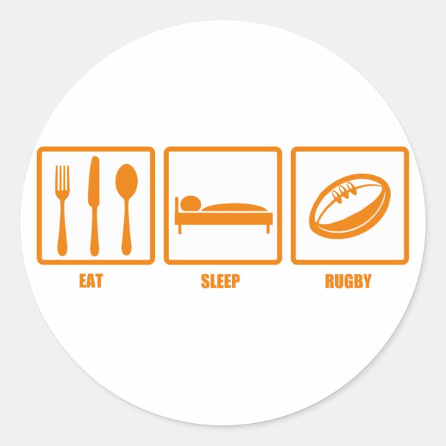 Eat Sleep Rugby Classic Round Sticker (Front)