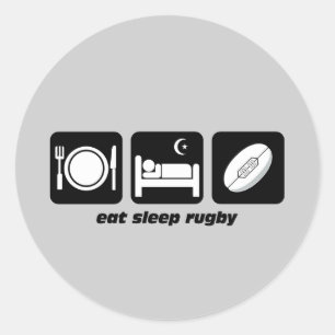 eat sleep rugby classic round sticker