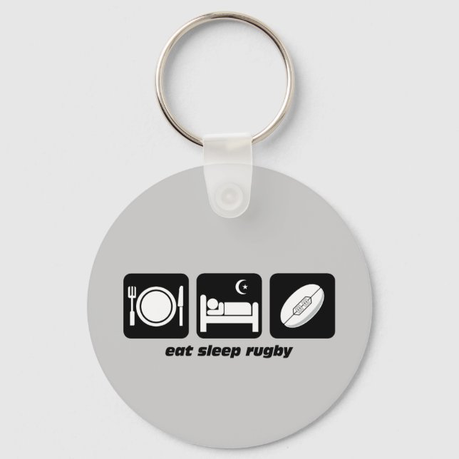 eat sleep rugby key ring (Front)